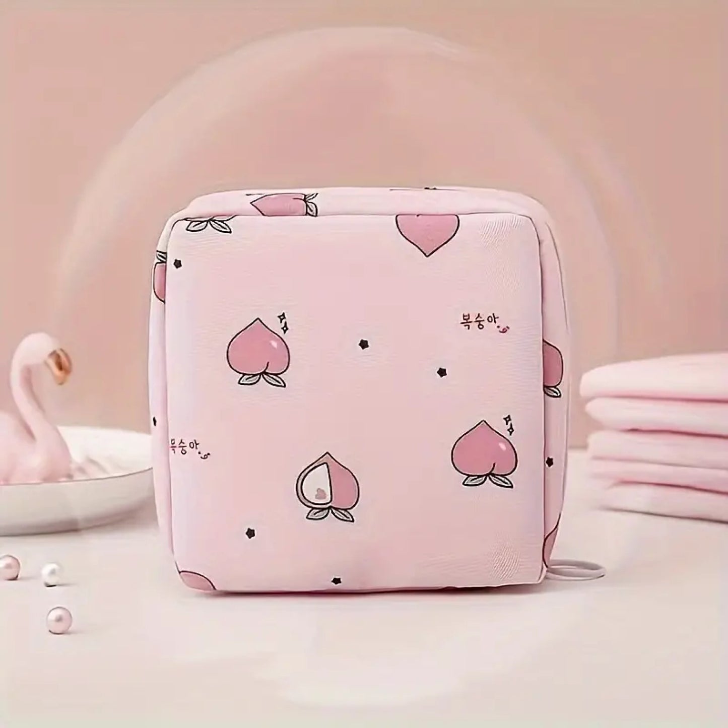 Pochette motif pêche pour protections hygiéniques