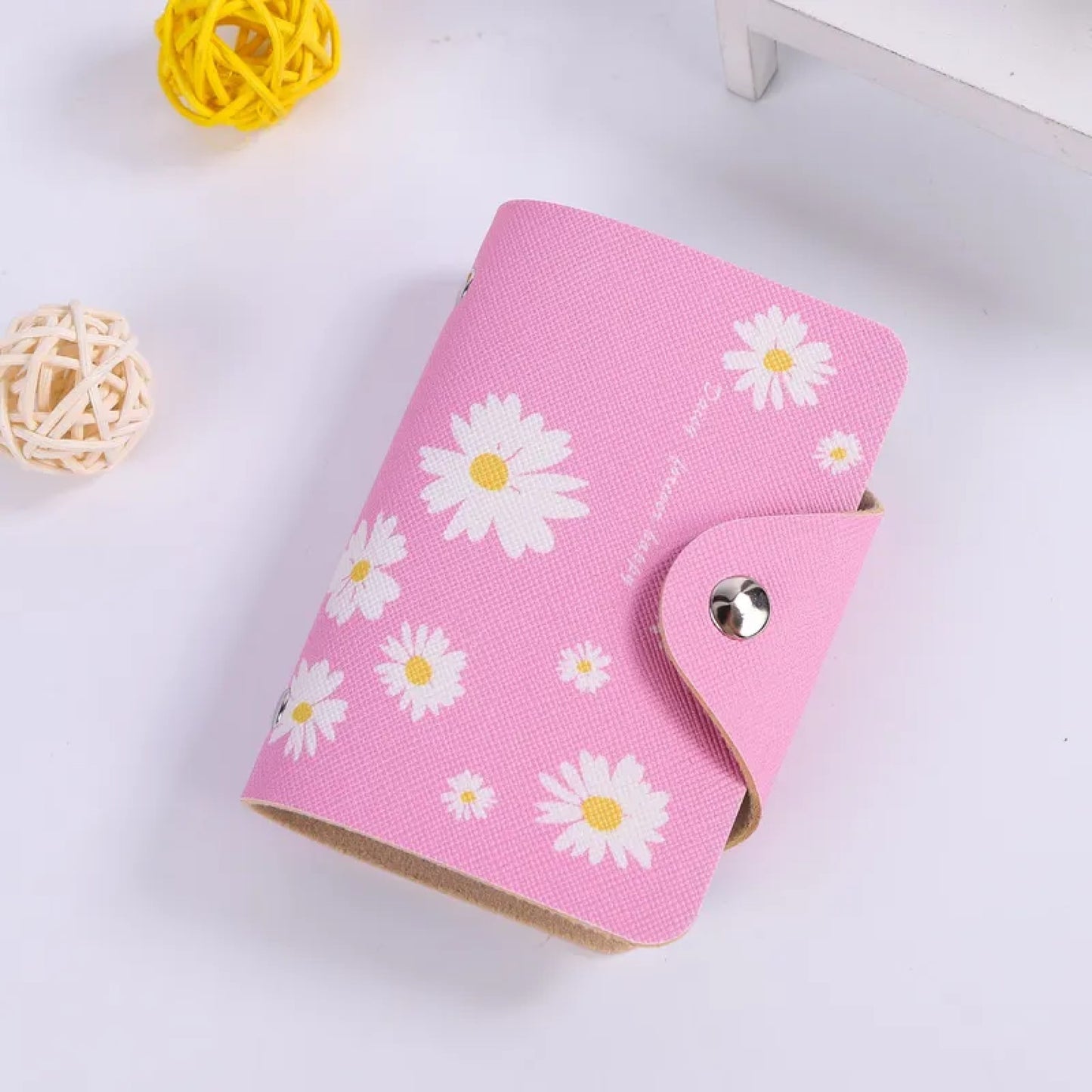 Porte-cartes motif marguerites