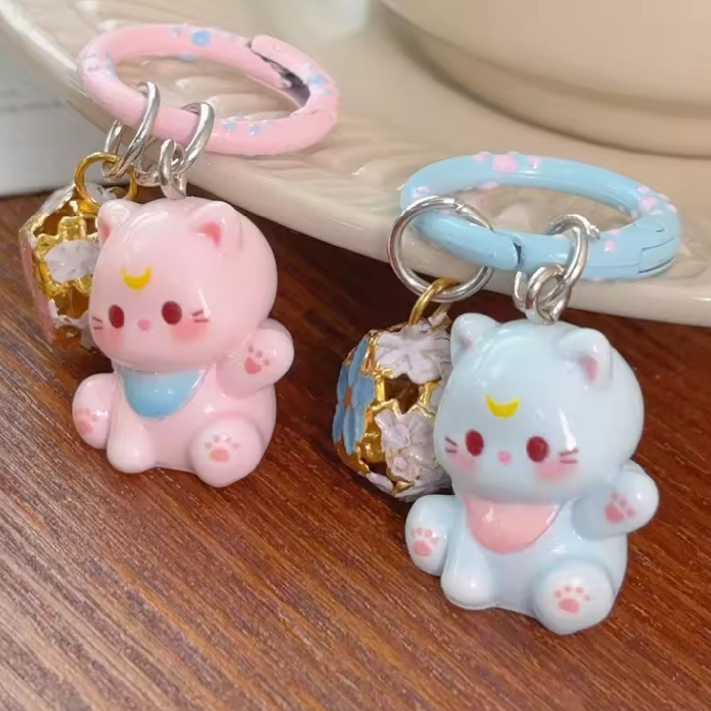 Porte-clés chat grelot sakura