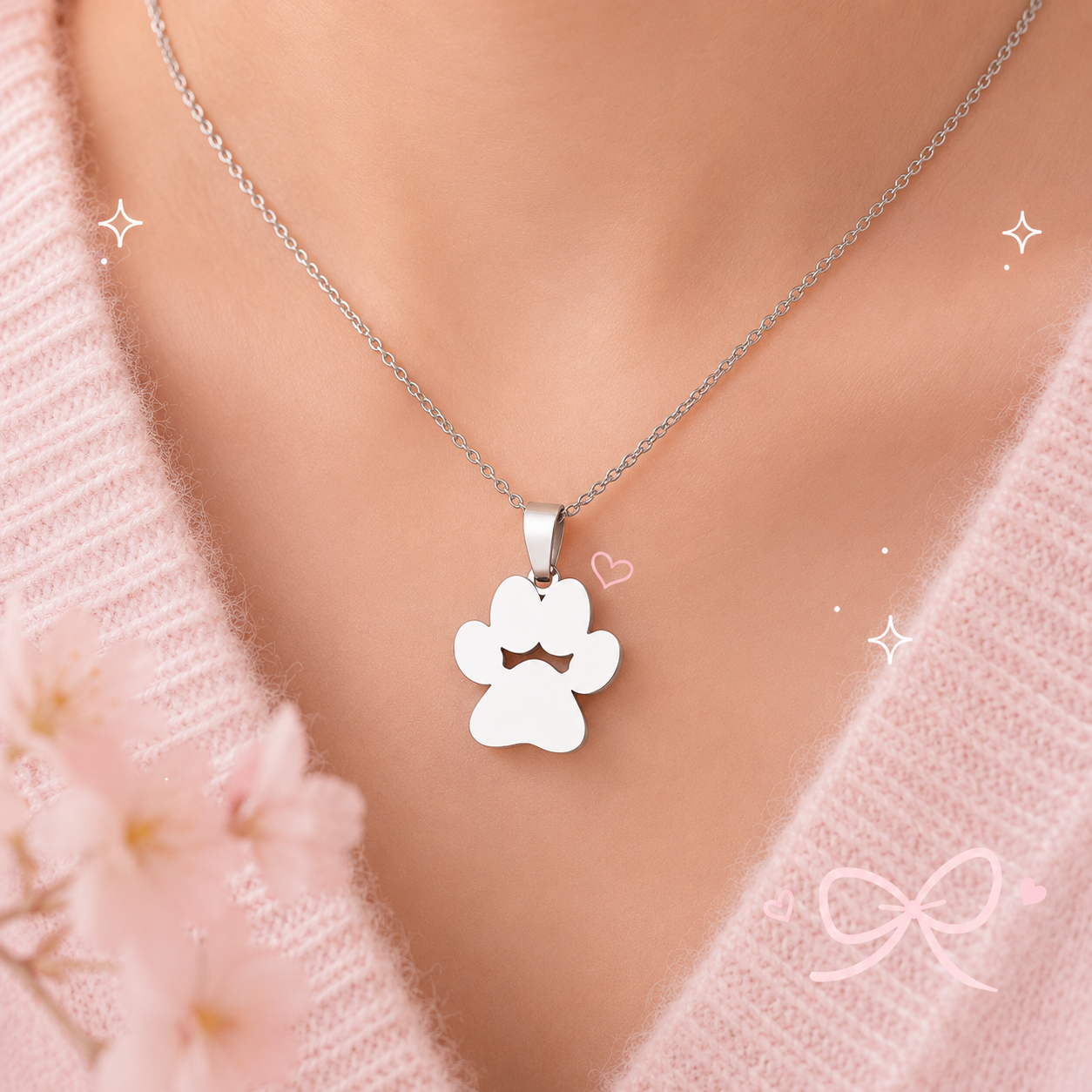 Parure de bijoux patte de chat