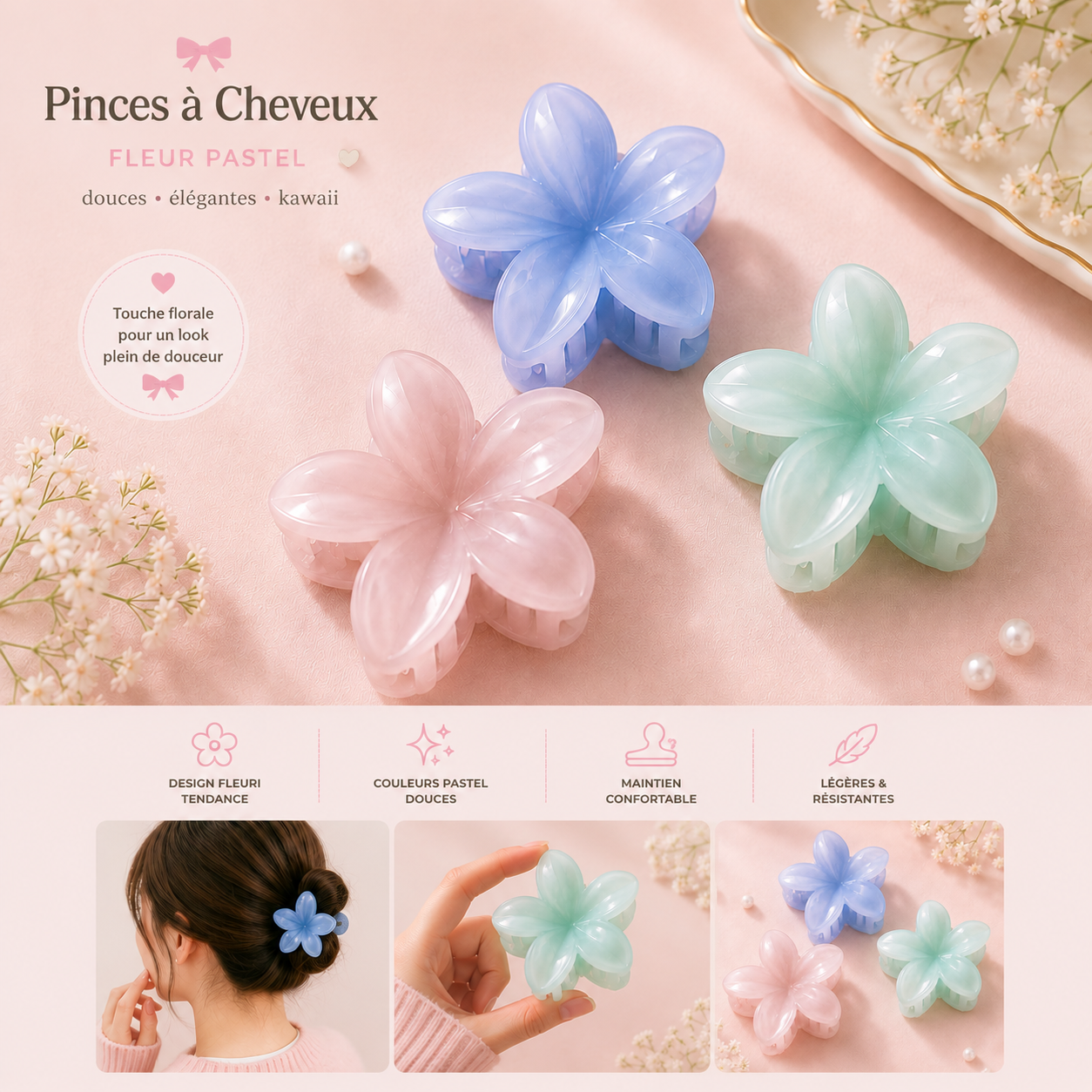 Pince à cheveux Hana Pastel