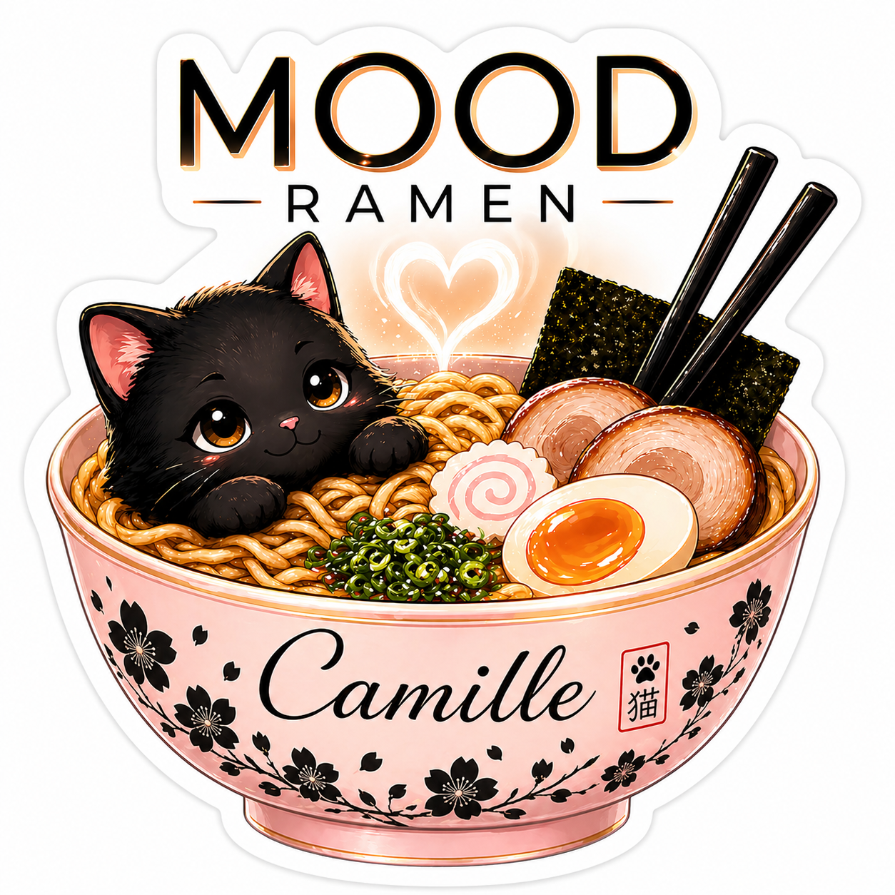 Sticker prénom personnalisé Mood Ramen 8 cm