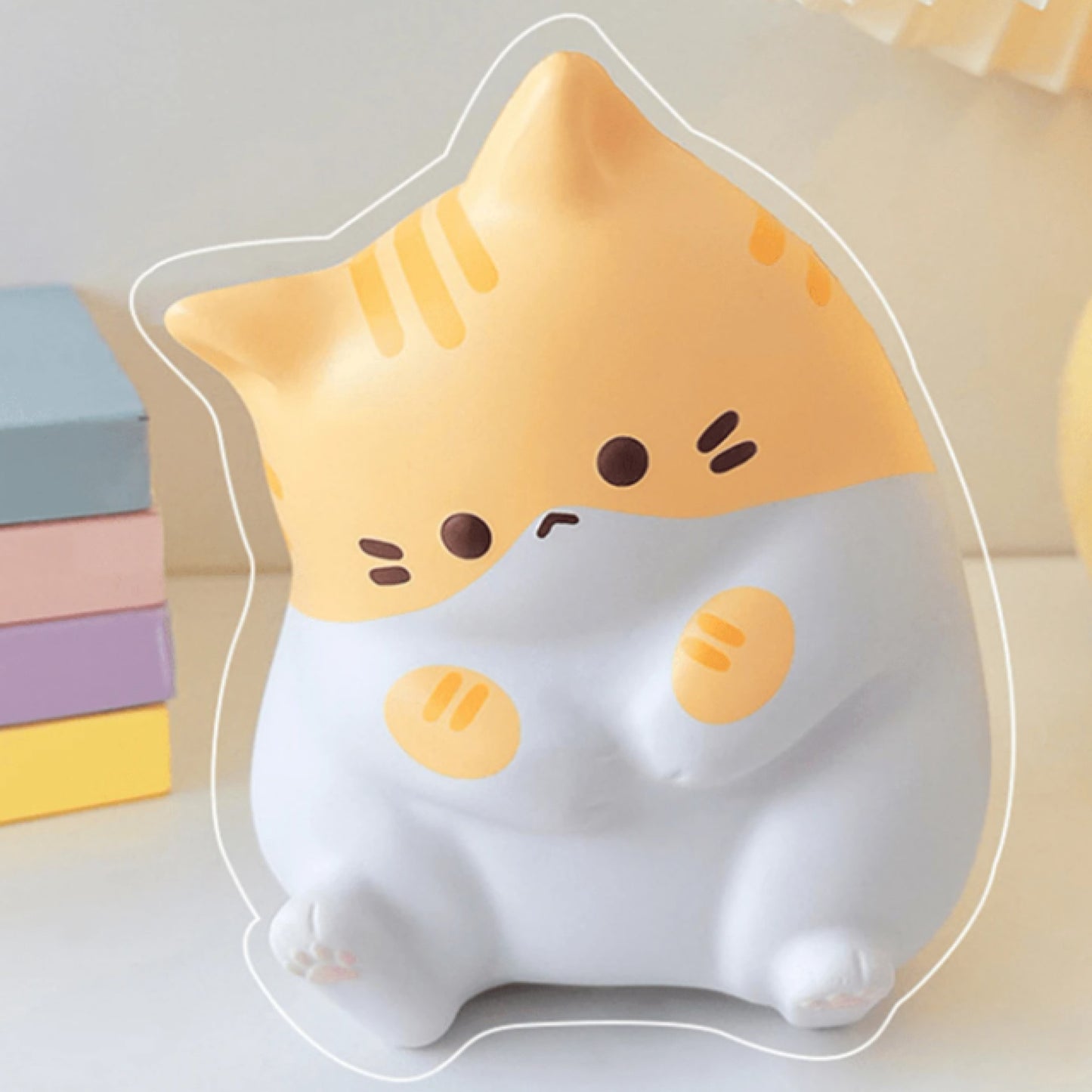 Squishy anti-stress kawaii en forme de chat dodu roux