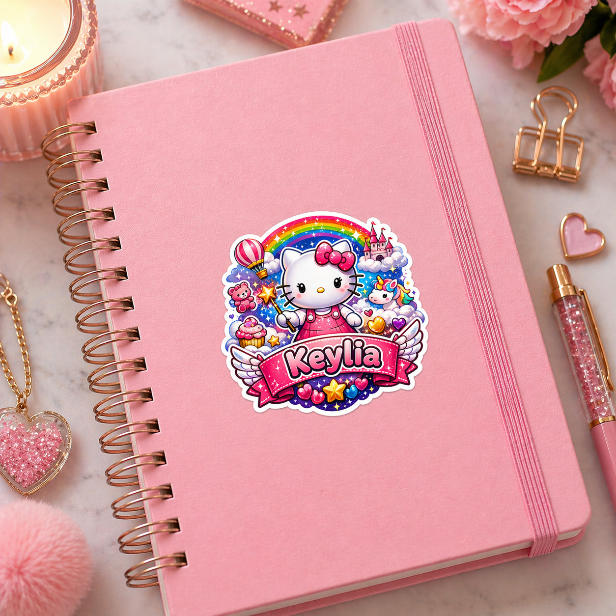 Sticker prénom personnalisé Hello Kitty