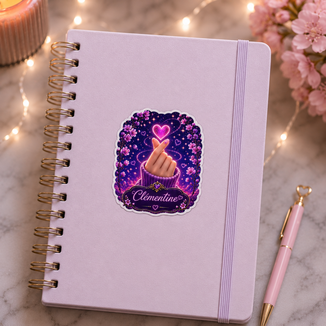 Sticker prénom personnalisé Finger heart