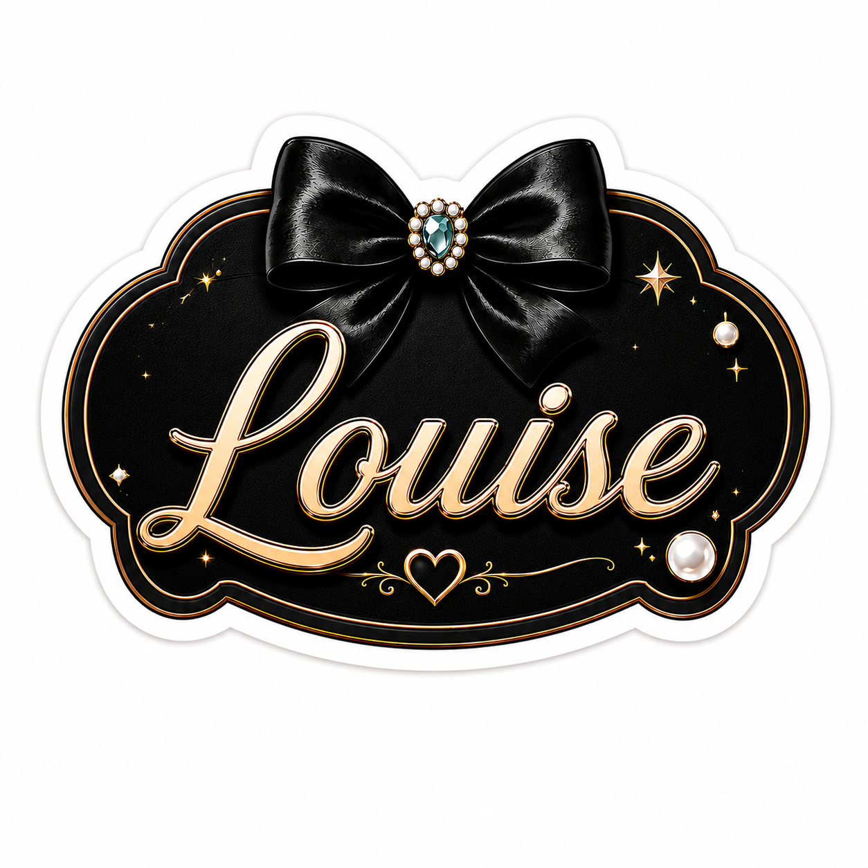 Sticker prénom personnalisable Coquette Noir & Or 💖✨