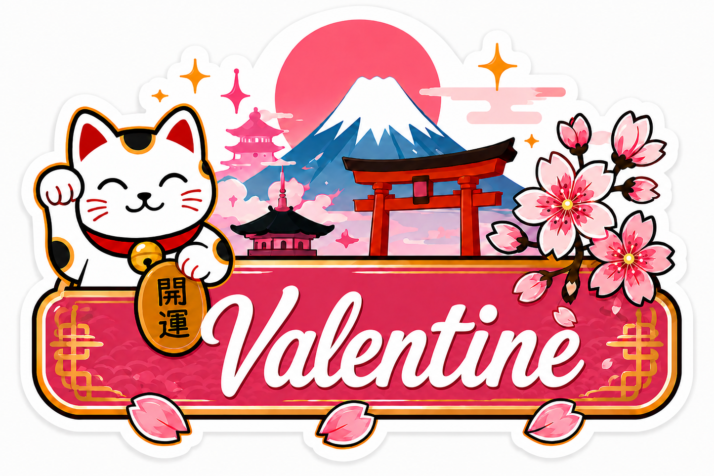Sticker prénom personnalisé thème Japon