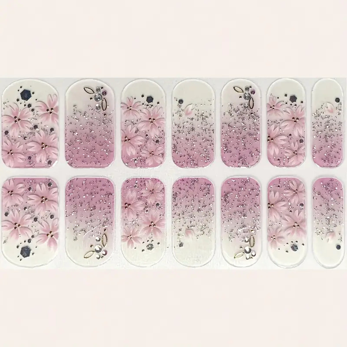 Stickers nail art fleurs de sakura et paillettes