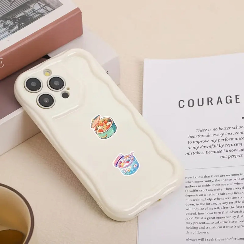 des stickers représentant différents bentos colorés et kawaii. Garnitures colorées et différentes qui appellent à la gourmandise