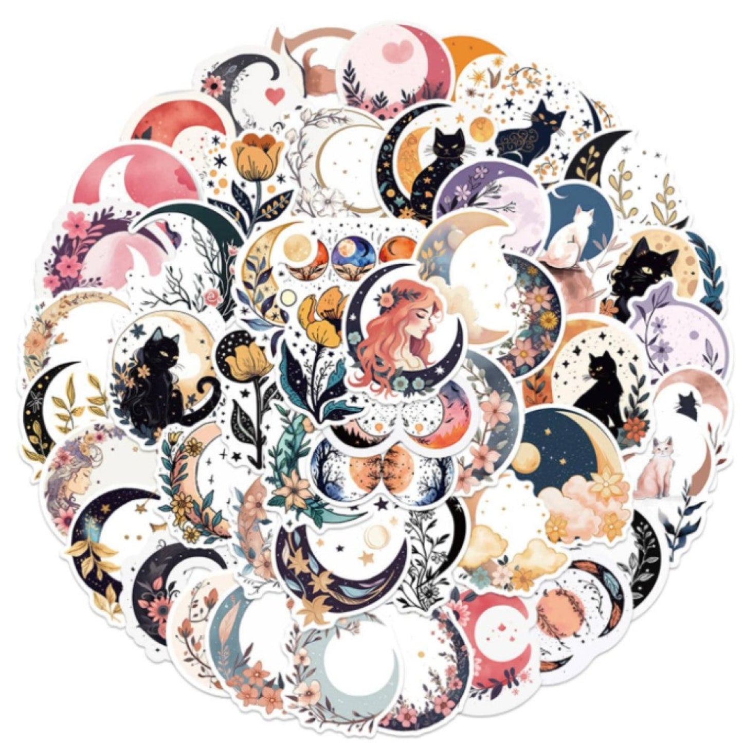 Lot de 20 stickers fleurs de lune