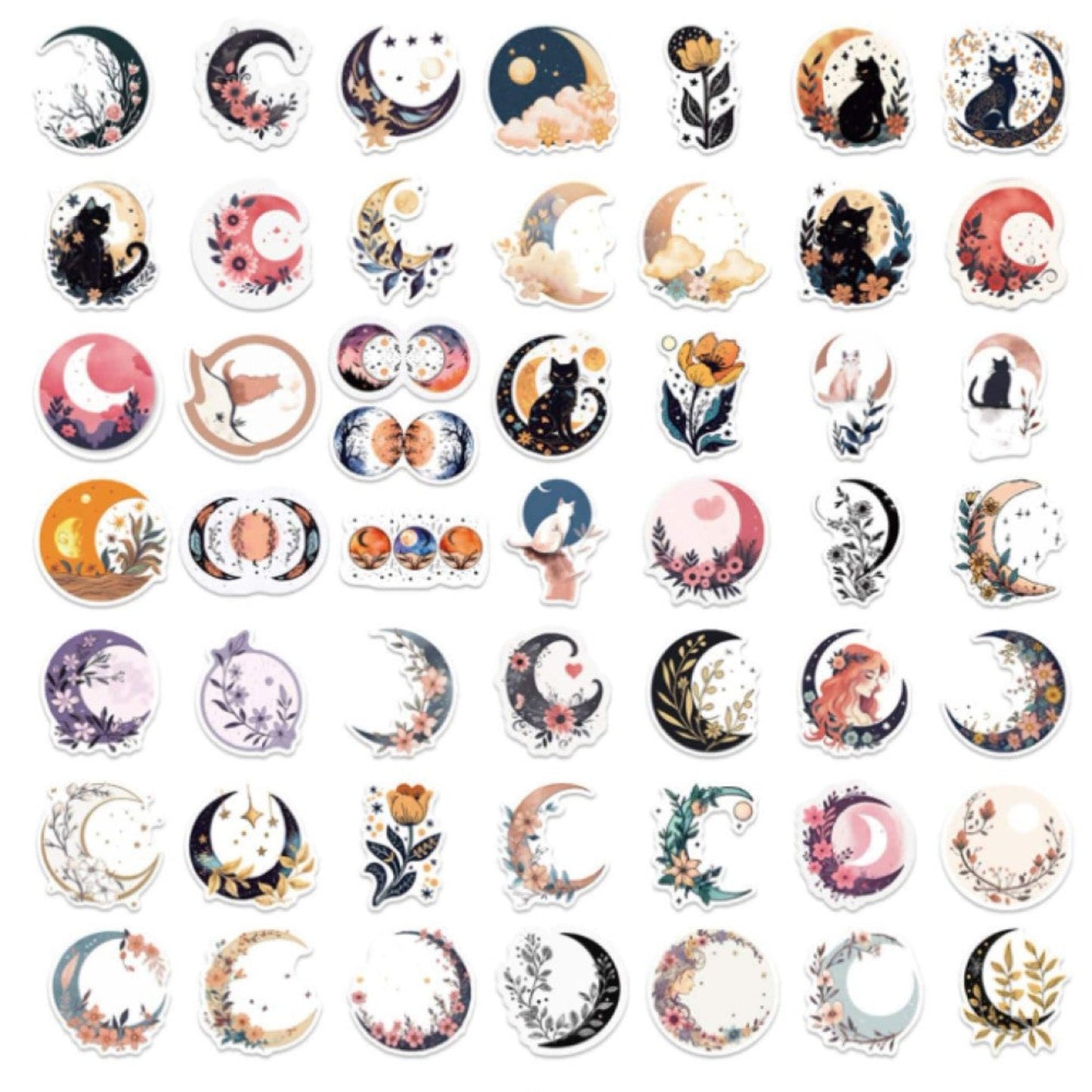 Lot de 20 stickers fleurs de lune