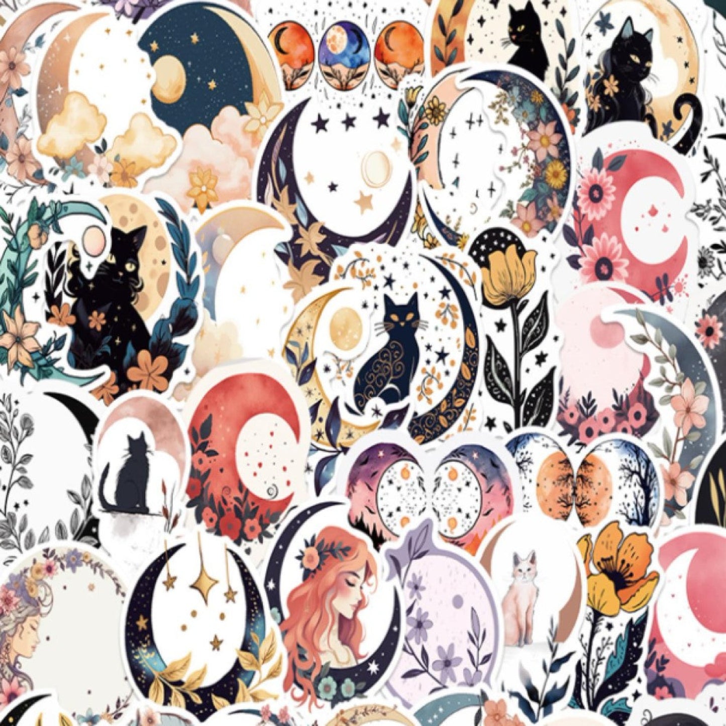 Lot de 20 stickers fleurs de lune