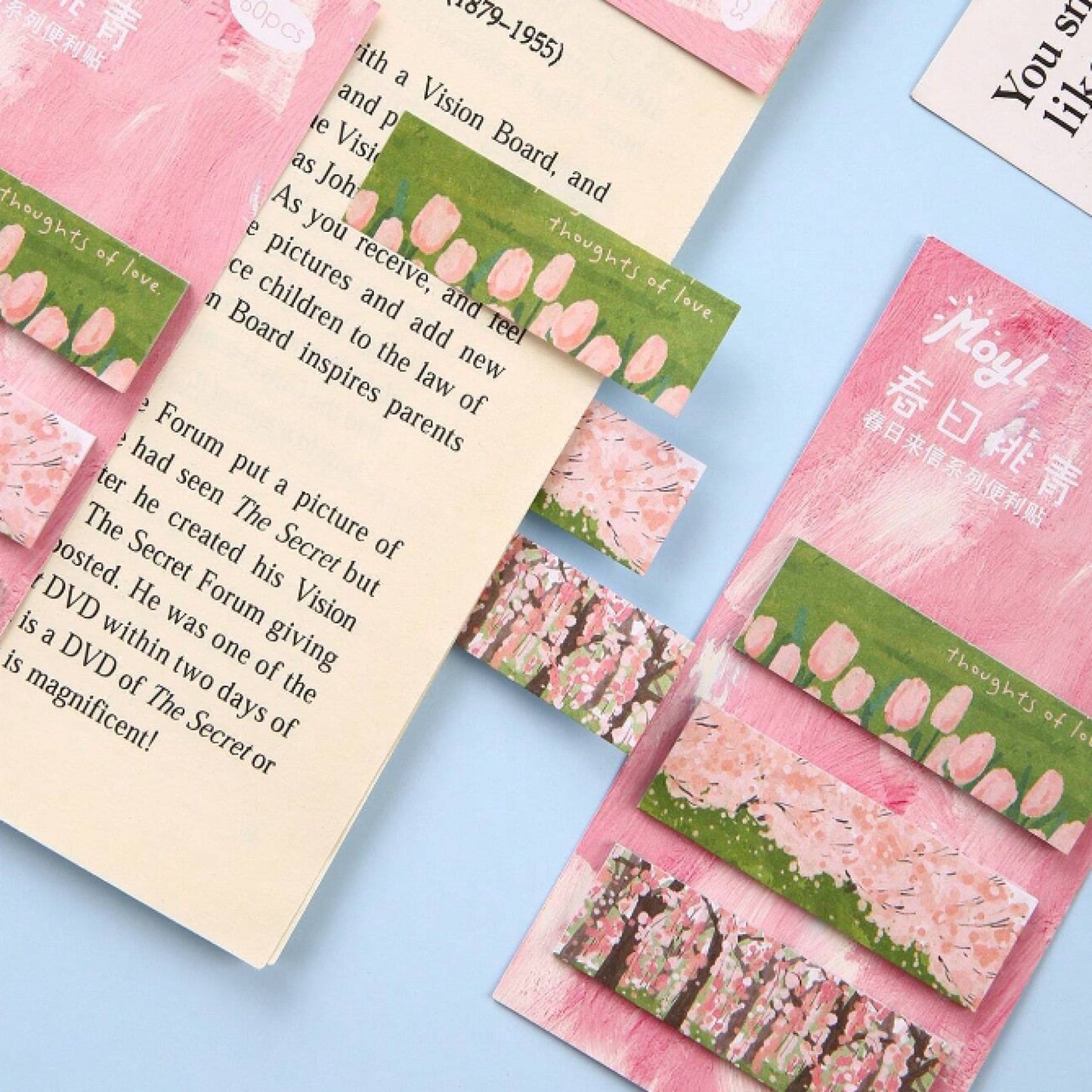Sticky notes fleurs et paysages