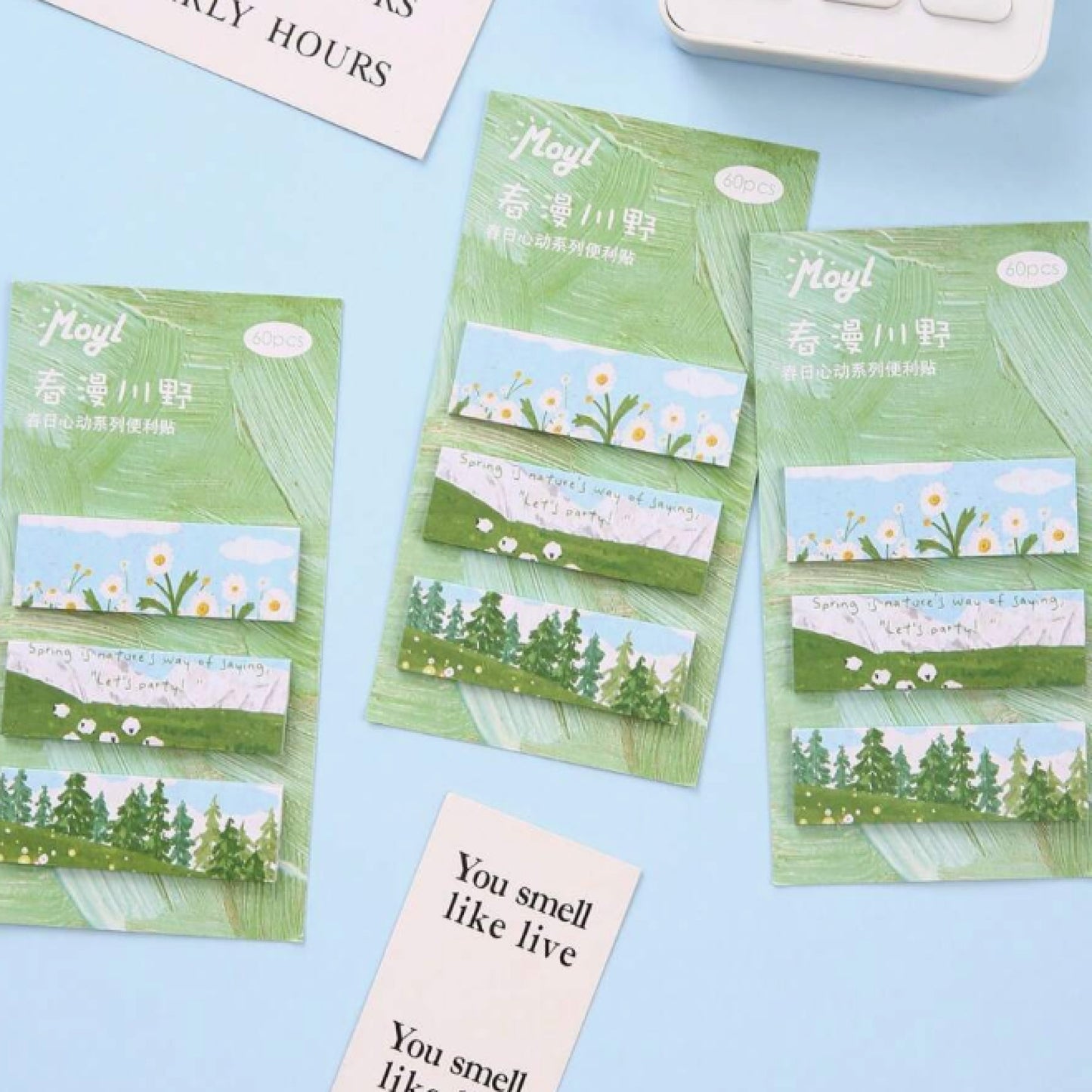 Sticky notes fleurs et paysages