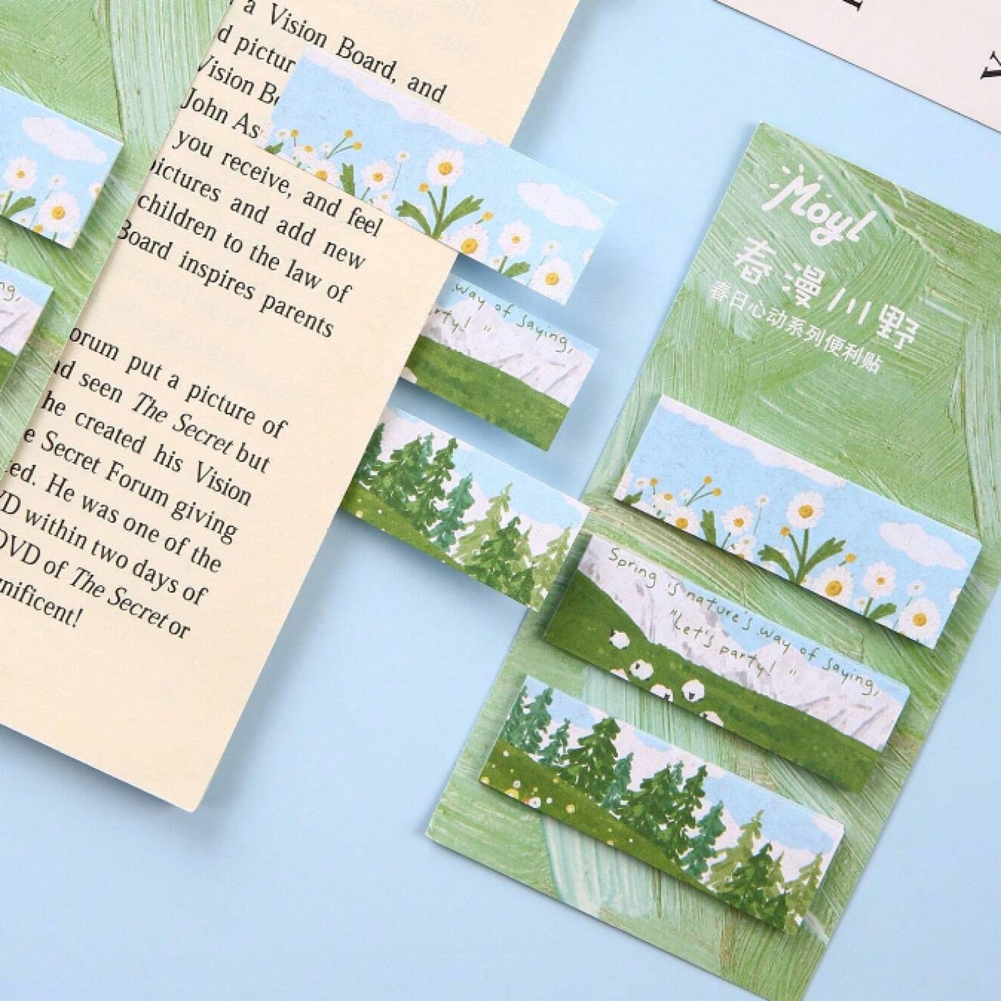 Sticky notes fleurs et paysages