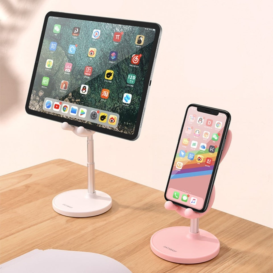 un support pour smartphone et tablette doté d'oreilles de lapin toutes choupi. Il est télescopique et s'adapte à tous les appareils. Idéal également élément de décoration