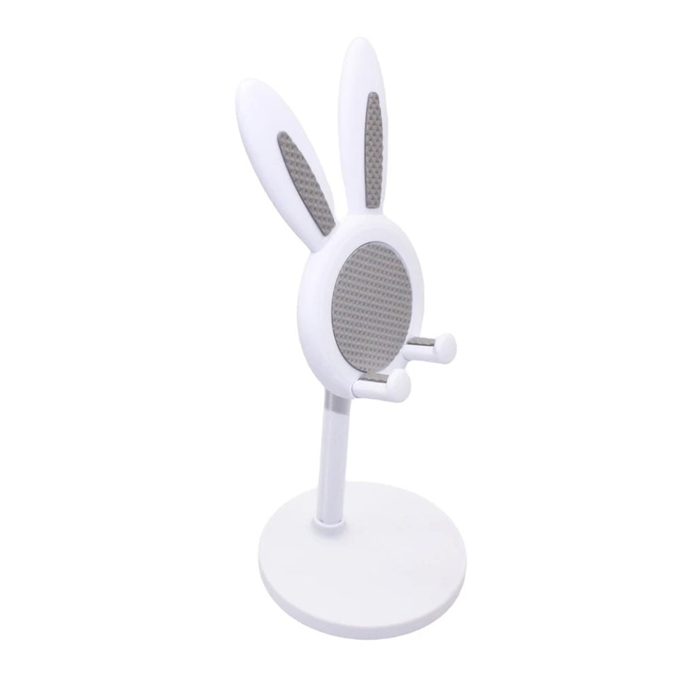 un support pour smartphone et tablette doté d'oreilles de lapin toutes choupi. Il est télescopique et s'adapte à tous les appareils. Idéal également élément de décoration