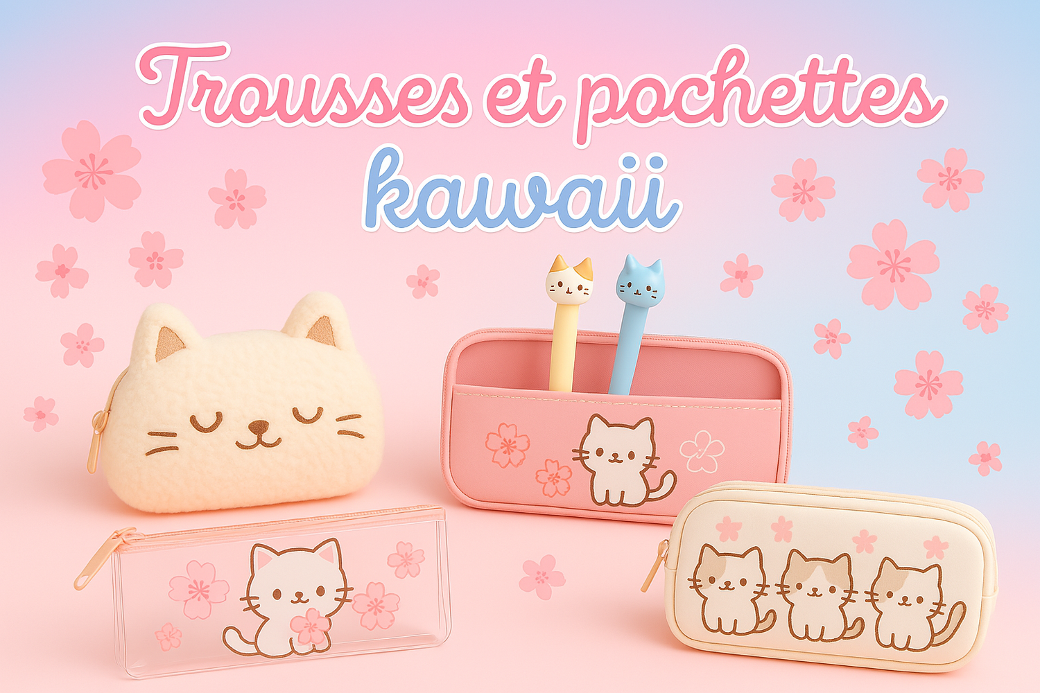Trousses et pochettes kawaii – Accessoires scolaires et de bureau adorables | Neko Kawaii