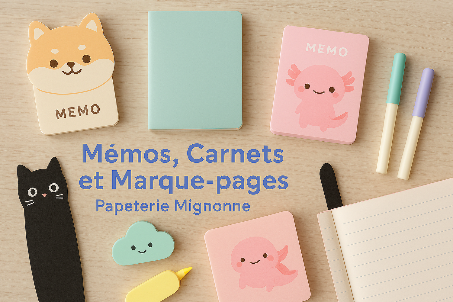 Mémos, Carnets et Marque-pages Kawaii – Papeterie Mignonne | Neko Kawaii