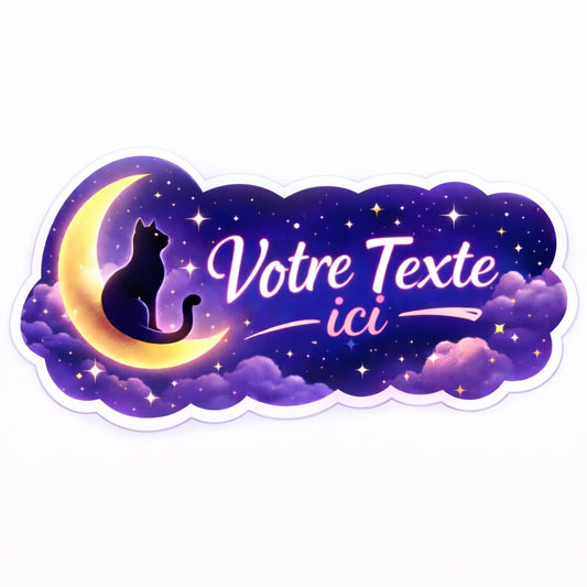 Sticker prénom personnalisé chat sur la lune