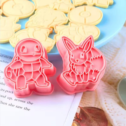 un lot de 6 emporte-pièces en plastique alimentaire en forme de pokemon ultra mignons. Idéals pour réaliser des biscuits originaux.