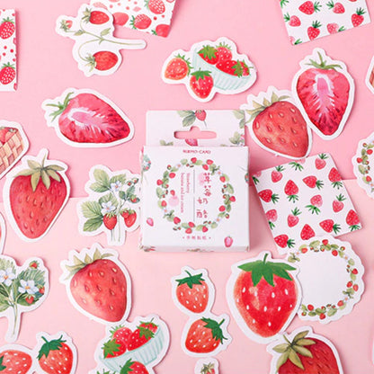 Boite de 45 stickers fraises