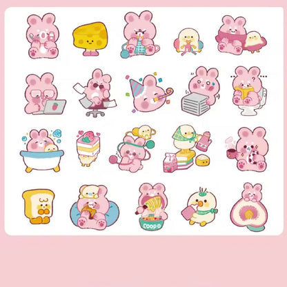 Boite de stickers lapins roses