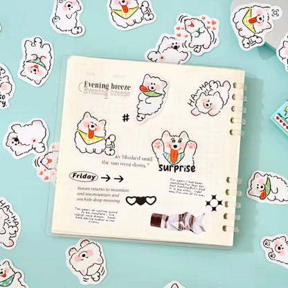 Boite de stickers petit chien blanc