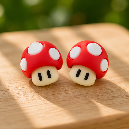Boucles d'oreilles champignons rouges