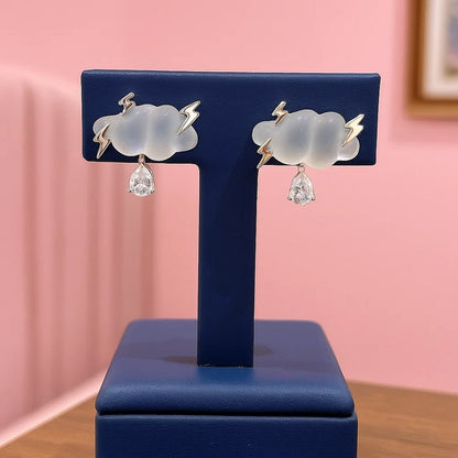 Boucles d'oreilles nuages goutte strass