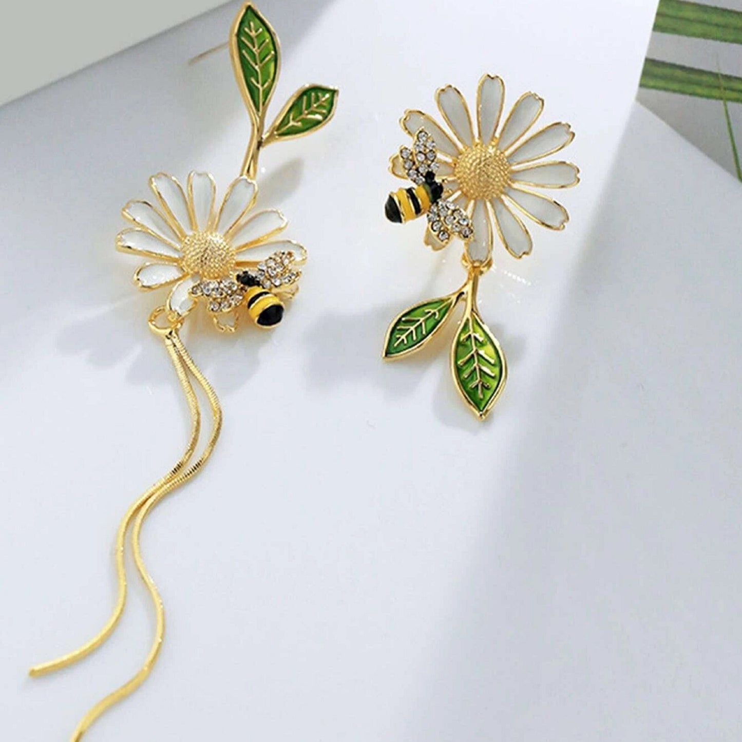 Boucles d'oreilles abeilles et fleurs