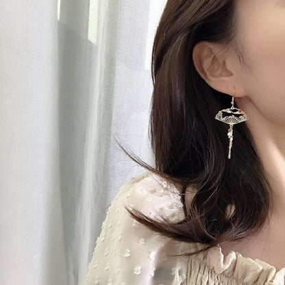 Boucles d'oreilles éventail vague japonaise