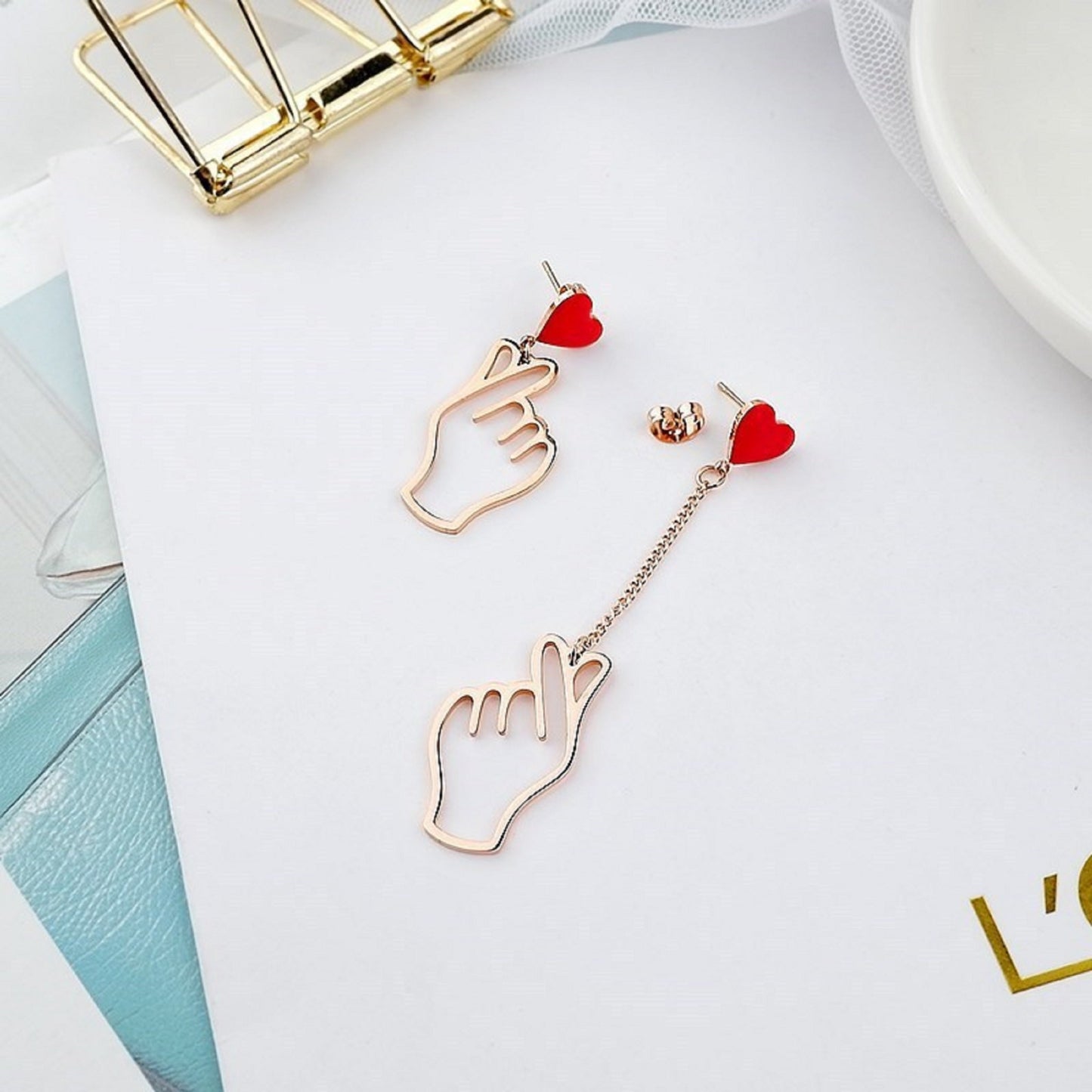 Boucles d'oreilles finger heart