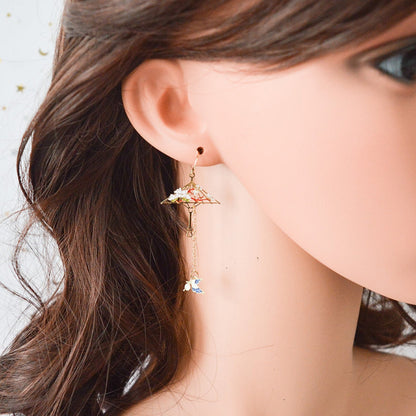 Boucles d'oreilles ombrelles fleuries