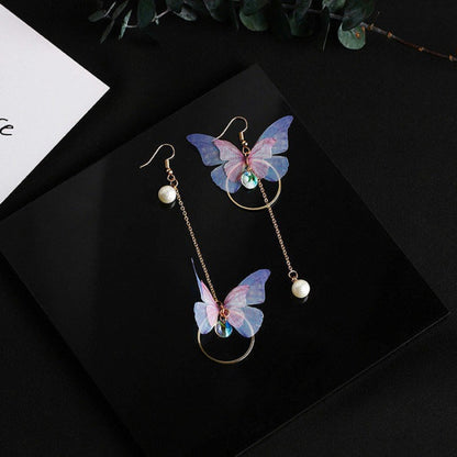 Boucles d'oreilles papillons et perles