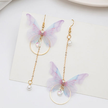 Boucles d'oreilles papillons et perles