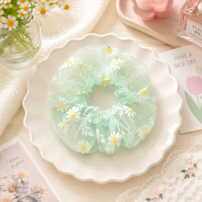 Chouchou organza motif marguerite