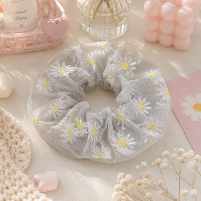 Chouchou organza motif marguerite