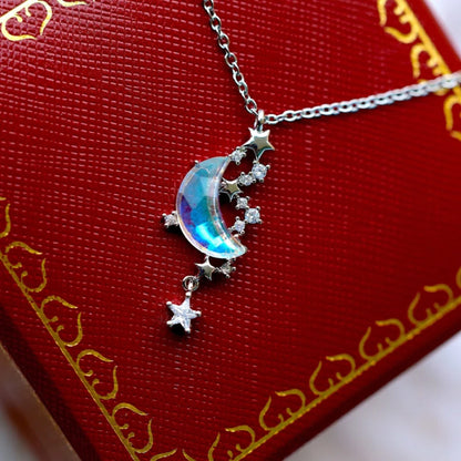 Collier lune et étoiles strass