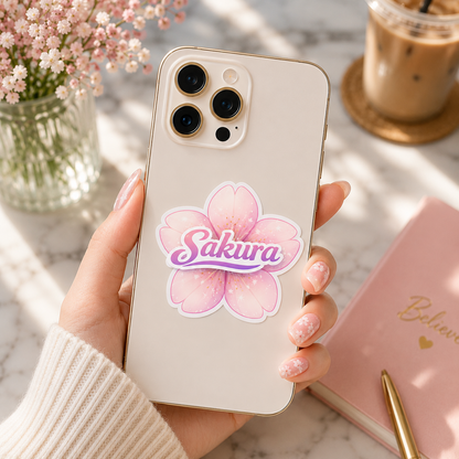 Sticker prénom personnalisé fleur de sakura