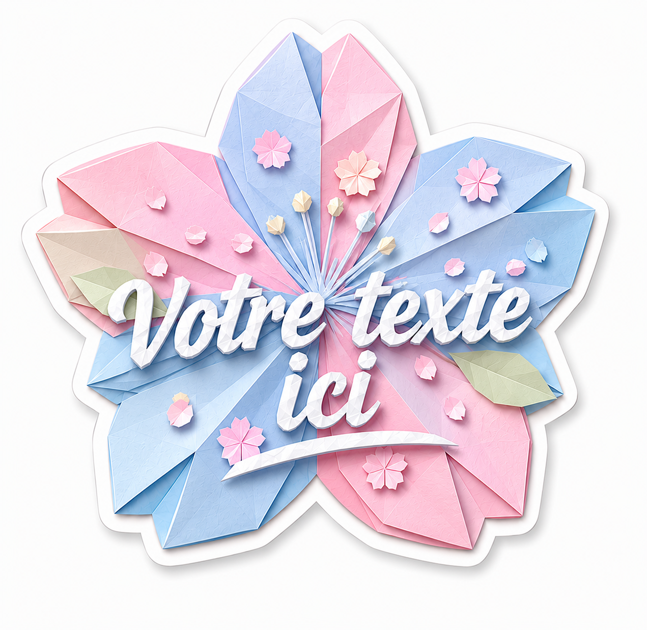 Sticker prénom personnalisé fleur de sakura style origami