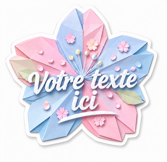 Sticker prénom personnalisé fleur de sakura style origami