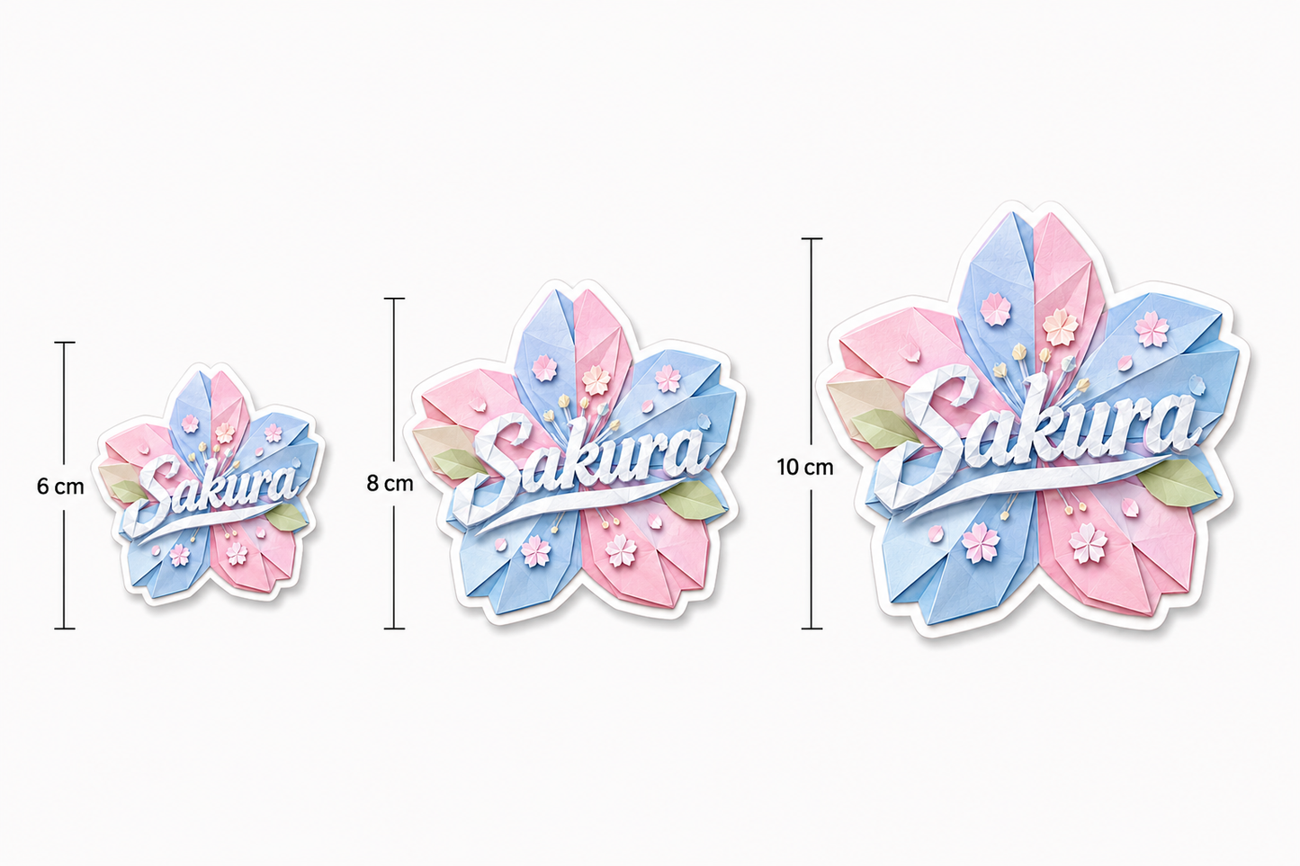 Sticker prénom personnalisé fleur de sakura style origami