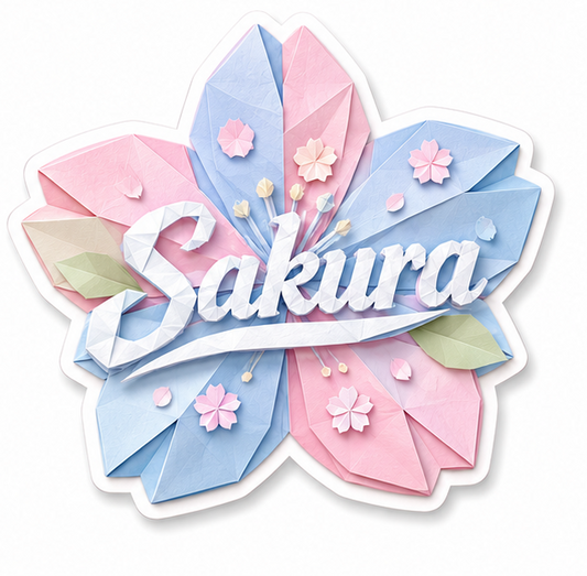 Sticker prénom personnalisé fleur de sakura style origami