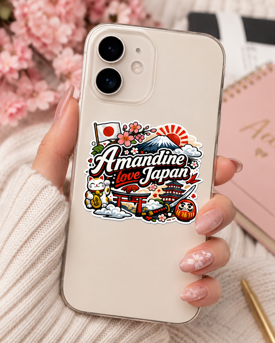 Sticker prénom personnalisé thème Japon