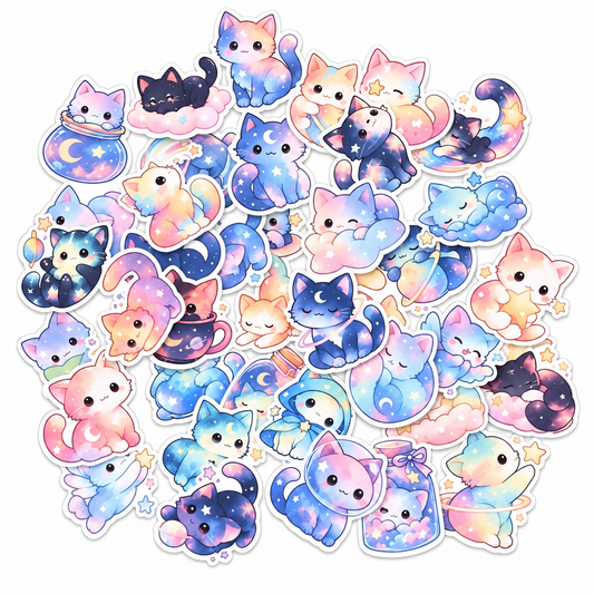 Lot de 20 Stickers Chats Galaxie 🌌 (PROMO -44%)