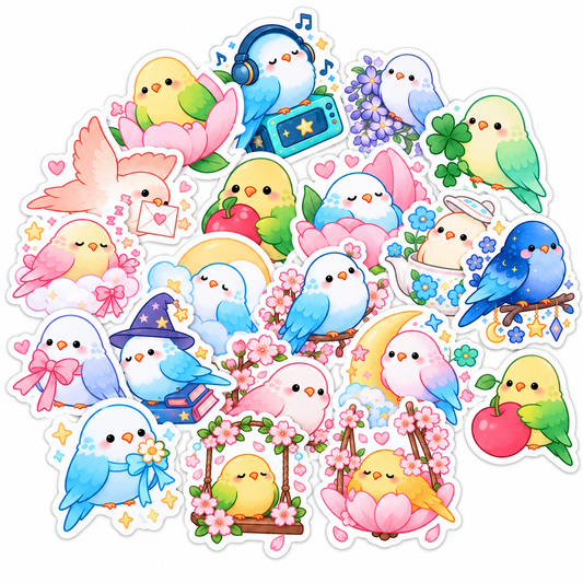 Lot de 20 stickers perruches