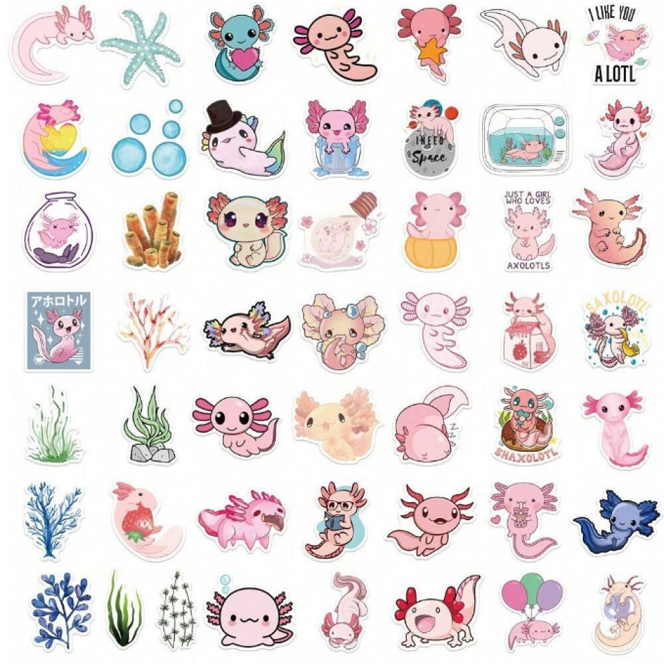Lot de 20 stickers axolotl