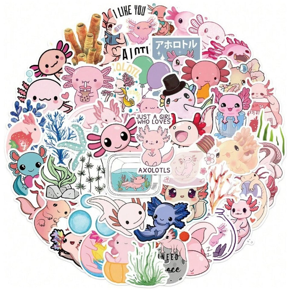 Lot de 20 stickers axolotl