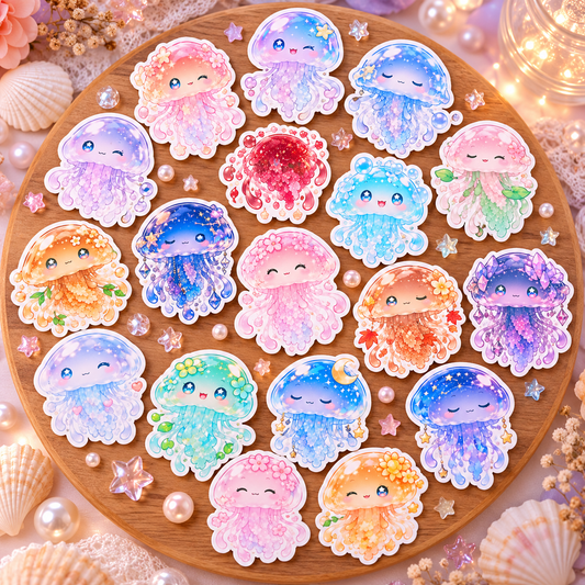 🪼 Lot de 20 Stickers Méduses Féériques ✨
